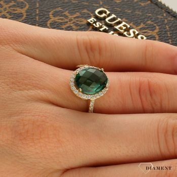Złoty pierścionek z dużą zieloną cyrkonią PI 3262H. Złoty pierścionek z cyrkoniami. Złoty pierścionek z dużą zieloną cyrkonią. Z (1).jpg